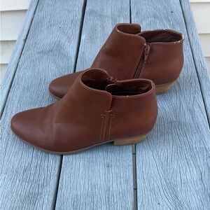 Brown leather booties
